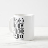 夫ダディープロテクターヒーロー退役軍人パパ おもしろい コーヒーマグカップ (正面左)
