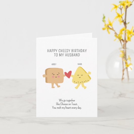 夫チーシパーソナライズされたー誕生日 カード (黄色い花)