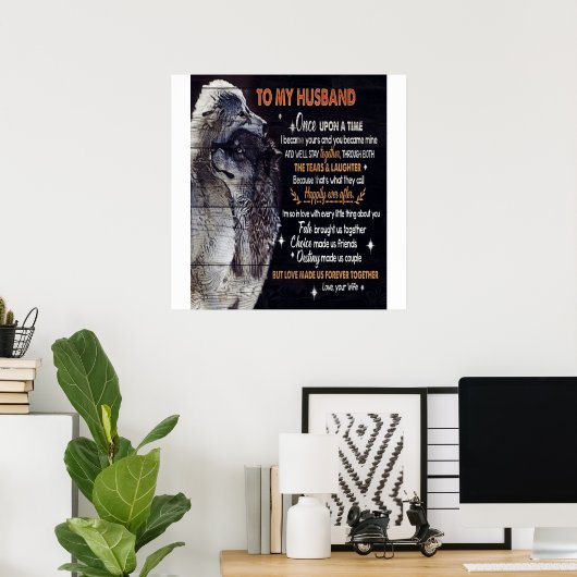 夫デザイン |愛の引用文を夫に ポスター (ホームオフィス)