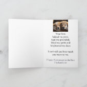 夫ハッピーアニバーサリーかわいい犬の子犬の愛 カード (内部)