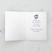 夫ハッピーアニバーサリーブルーラブバード カード (内部)