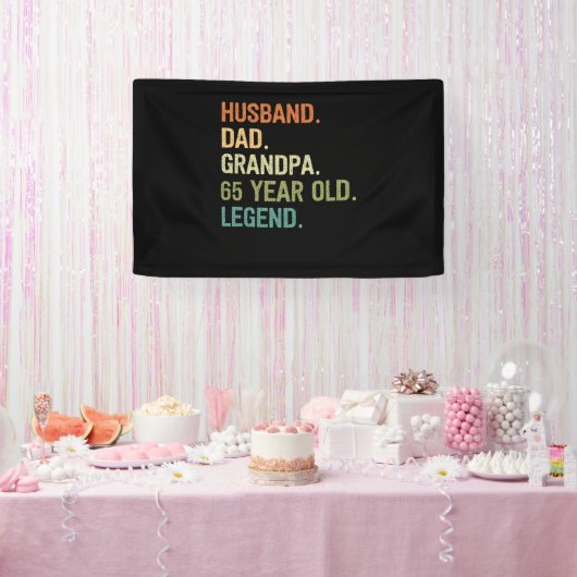 夫パパおじいちゃん65歳65歳の誕生日の男性 横断幕 (パーティー)