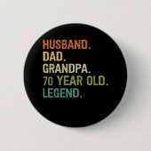夫パパおじいちゃん70歳70歳の誕生日の男性 缶バッジ (正面)