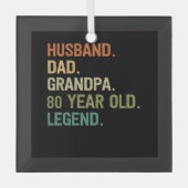 夫パパおじいちゃん80歳80歳の誕生日プレゼント ガラスオーナメント (正面)