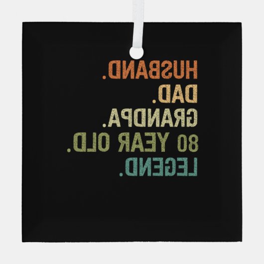 夫パパおじいちゃん80歳80歳の誕生日プレゼント ガラスオーナメント (裏面)