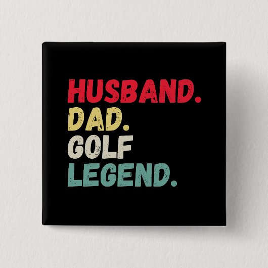 夫パパゴルフ伝説ヴィンテージレトロおもしろい 缶バッジ (正面)