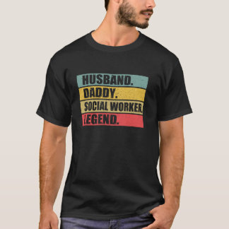 夫パパソーシャルワーカー引用文ヴィンテージ父ダ Tシャツ