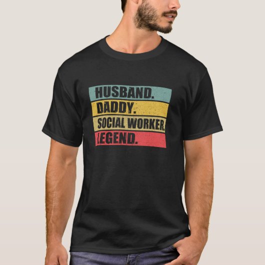 夫パパソーシャルワーカー引用文ヴィンテージ父ダ Tシャツ (正面)