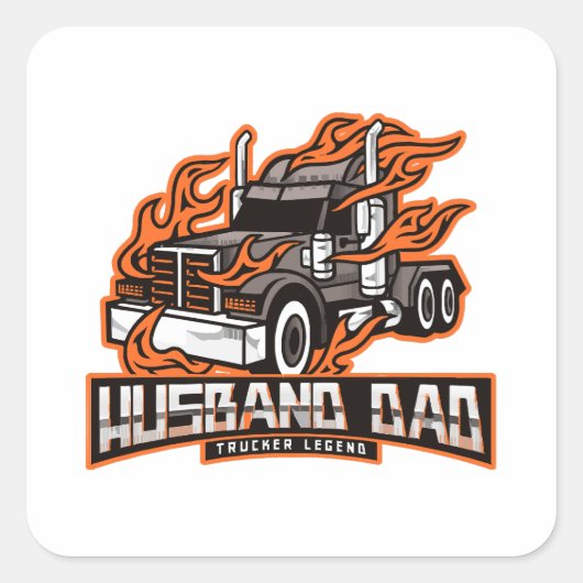 夫パパトラック車伝説 スクエアシール (正面)