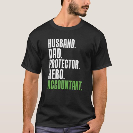 夫パパプロテクターヒーロー会計士税簿留 Tシャツ (正面)