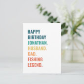 夫パパ釣り伝説オリジナルネーム誕生日 ポストカード (スタンド正面)
