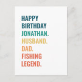 夫パパ釣り伝説オリジナルネーム誕生日 ポストカード (正面)