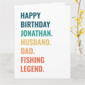 夫パパ魚釣りレジェンド名前をカスタムする誕生日 カード (黄色い花)