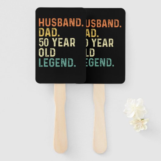 夫パパ50歳の伝説50歳の誕生日の男性 ハンドファン (正面&裏面)