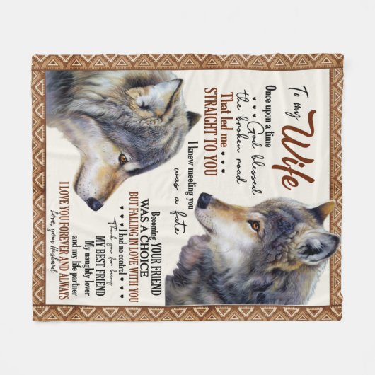 夫パーソナライズされたからの妻への手紙 フリースブランケット (正面(横))