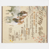 夫パーソナライズされたからの妻への手紙 フリースブランケット (正面(横))