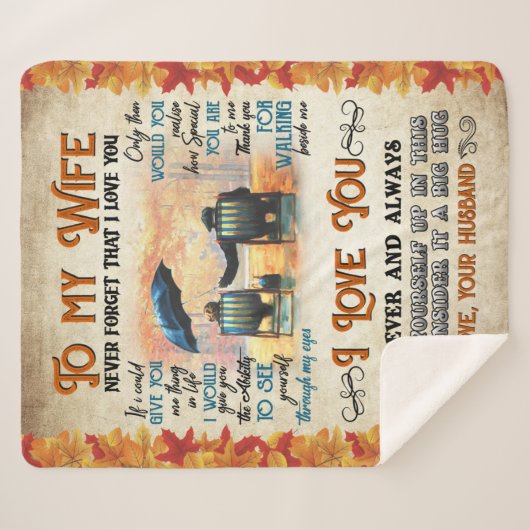 夫パーソナライズされたから妻へ忘れは シェルパブランケット (正面(横))