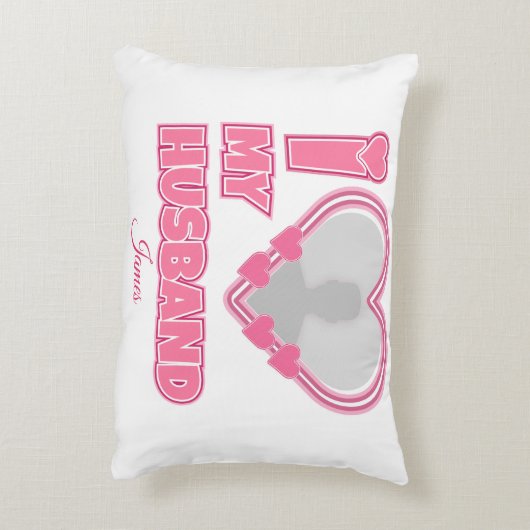 夫パーソナライズされたが大好き – 写真と名前の追加 アクセントクッション (裏面(縦))