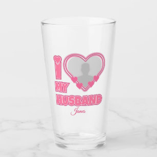 夫パーソナライズされたが大好き – 写真と名前の追加 タンブラーグラス