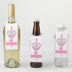 夫パーソナライズされたが大好き – 写真と名前の追加 ボトルネックタグ