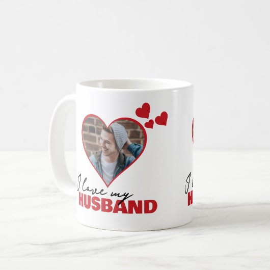 夫パーソナライズされたのハート写真が大好き コーヒーマグカップ (正面左)