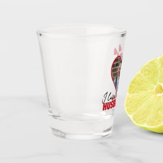 夫パーソナライズされたのハート写真が大好き ショットグラス (左)