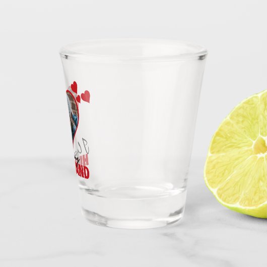 夫パーソナライズされたのハート写真が大好き ショットグラス (右)