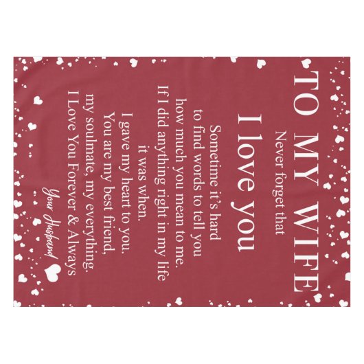 夫パーソナライズされたの贈り物から妻への手紙 テーブルクロス (正面(横))