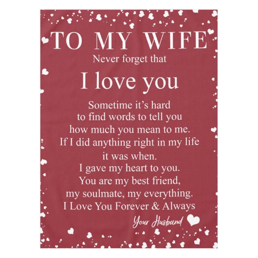 夫パーソナライズされたの贈り物から妻への手紙 テーブルクロス (正面)