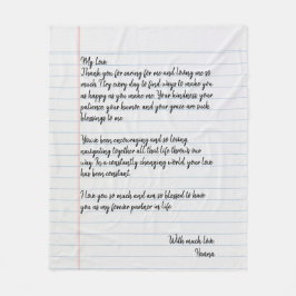 夫パーソナライズされたへの手書きラブレター フリースブランケット