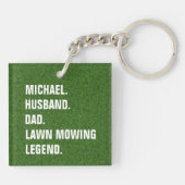 夫パーソナライズされたパパ芝刈り伝説 キーホルダー (裏面)