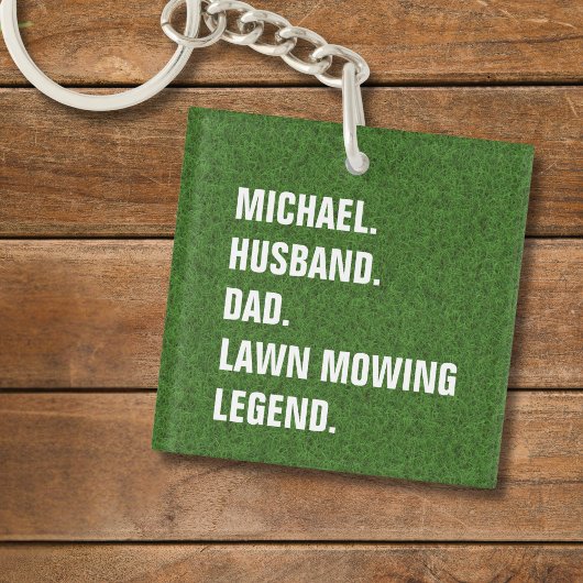 夫パーソナライズされたパパ芝刈り伝説 キーホルダー