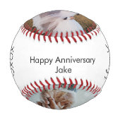 夫パーソナライズされた写真野球 野球ボール (裏面)