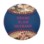 夫パーソナライズされた写真Red Blue 野球ボール (裏面)