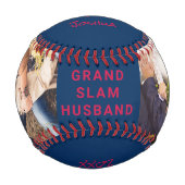 夫パーソナライズされた写真Red Blue 野球ボール (正面)