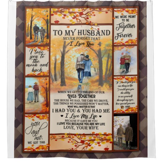 夫パーソナライズされた愛の夫への手紙 シャワーカーテン (正面)