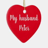 夫パーソナライズされた贈 セラミックオーナメント (右)