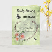 夫パーソナライズされた1周年記念グリーティングカード カード (黄色い花)