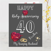 夫パーソナライズされた40周年記念カード カード (黄色い花)