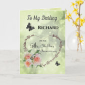 夫パーソナライズされた5周年記念グリーティングカード カード (黄色い花)