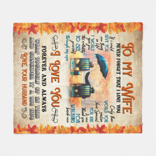 夫パーソナライズされたBからの妻への手紙 フリースブランケット (正面(横))