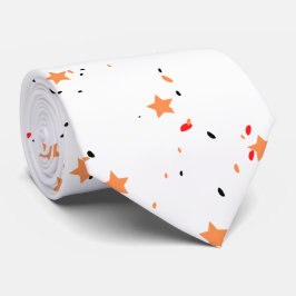 夫モダンの白いオレンジ色の星 ネクタイ