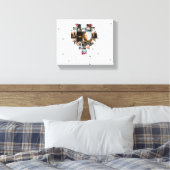 夫モダンCのハート型フォトコラージュ18枚 キャンバスプリント (インサイチュ (寝室))