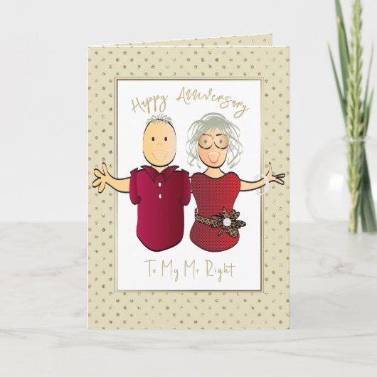 夫ユーモアのある漫画50結婚周年 カード (正面)