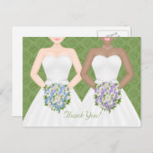 夫人と夫人の二人の花嫁レズ結婚ビアンありがとう ポストカード (正面/裏面)