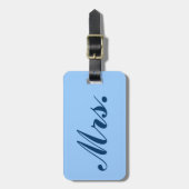 夫人の青のスクロール荷物のラベル ラゲッジタグ (正面縦)