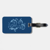 夫人の青のスクロール荷物のラベル ラゲッジタグ (裏面横)