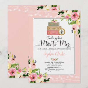 夫人へのFloral旅行ブライダルシャワーの招待状の失敗 招待状