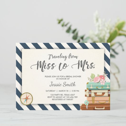 夫人へのNavy旅行ブライダルシャワーの招待の失敗 招待状 (スタンド正面)