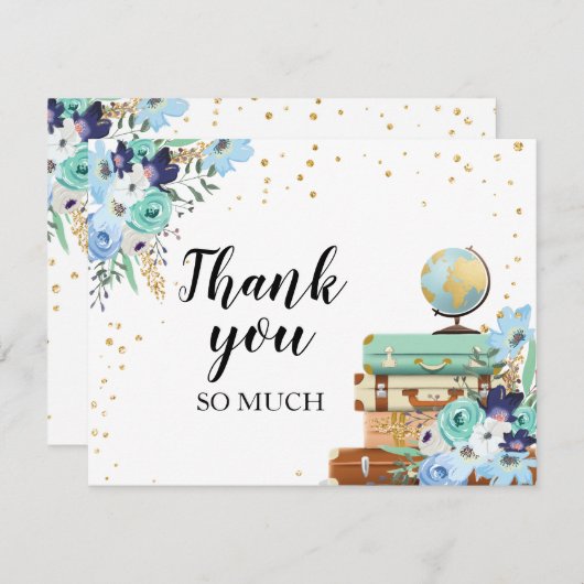 夫人へのTravel Blueサンキューカードの花の失敗 サンキューカード (正面/裏面)